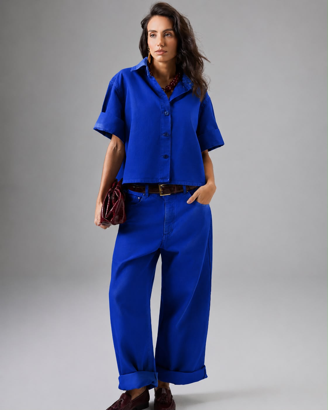 CAMISA BOXY CHIARA AZUL COBALTO