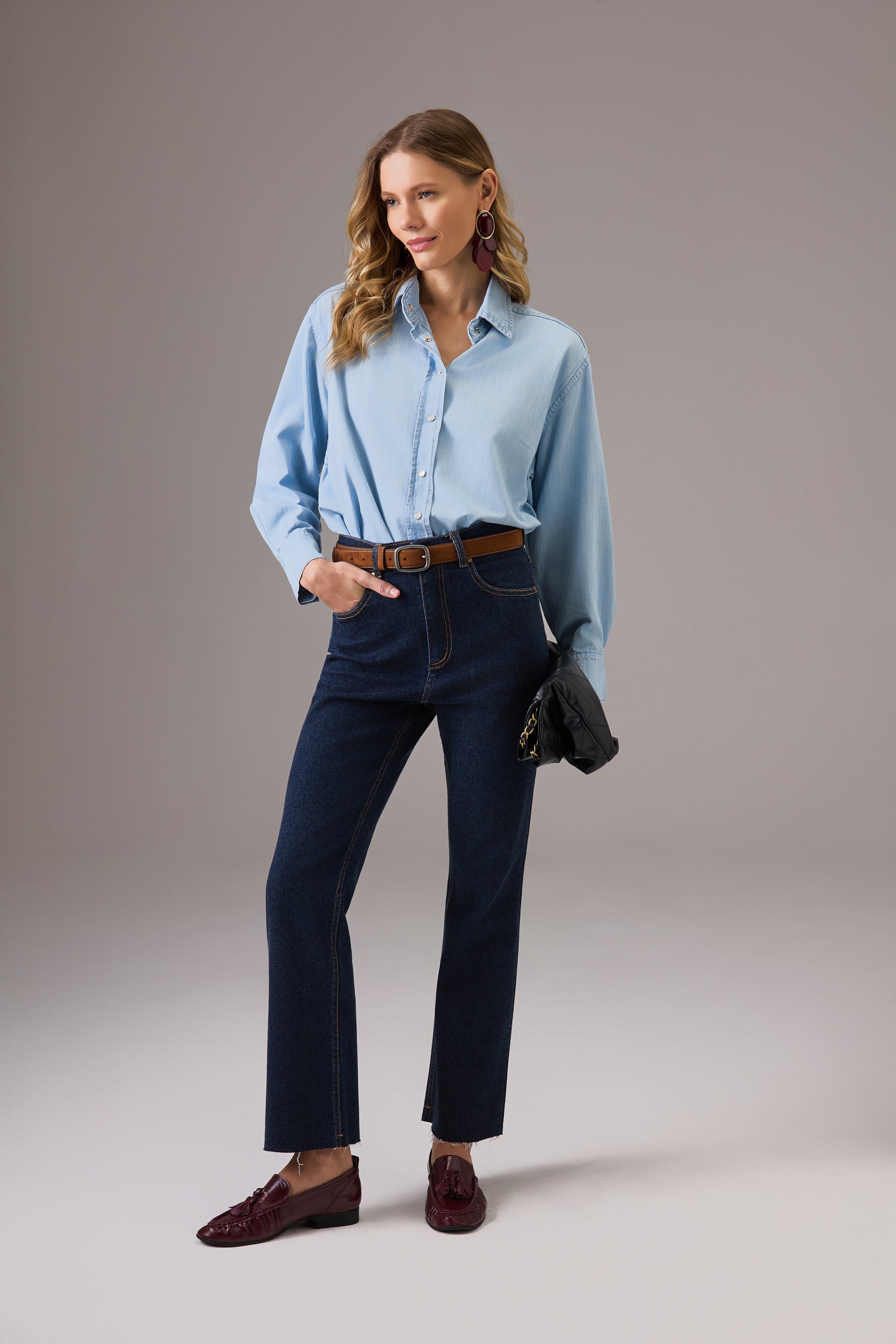 Calça Raw Denim Cropped Flare Felipa