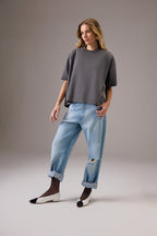 CAMISETA BOXY CINZA STONE