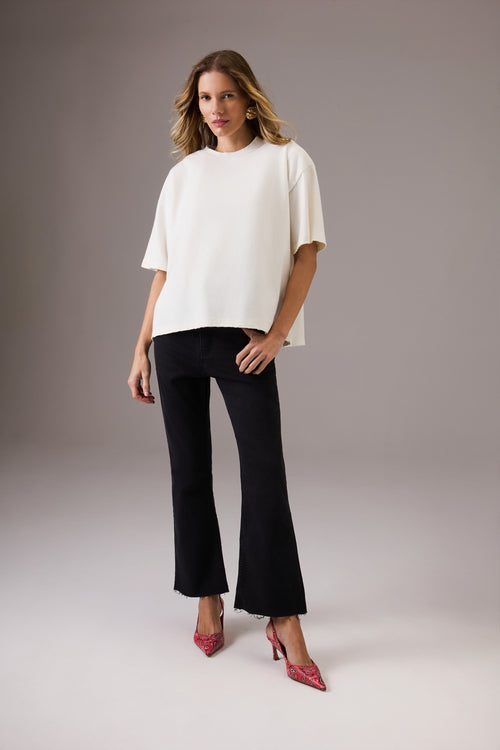 CALÇA CROPPED FLARE BLACK SUSANA
